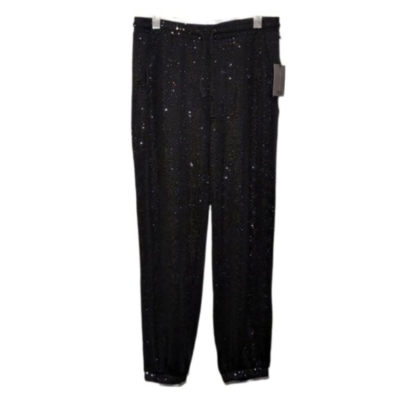ONE By Chapter One Sequin Jogger Pants Pull On Stretch Glitter Party Lounge Glam - Picture 1 of 10